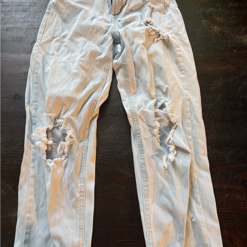 Wild Fable Blue Straight Leg Jeans with Distressed Finish